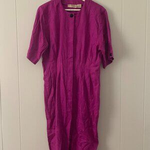 Liz Clairborne - 1980s Magenta Linen Dress - Size 12